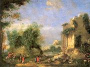 Napoletano, Filippo Landscape with Ruins and Figures oil painting